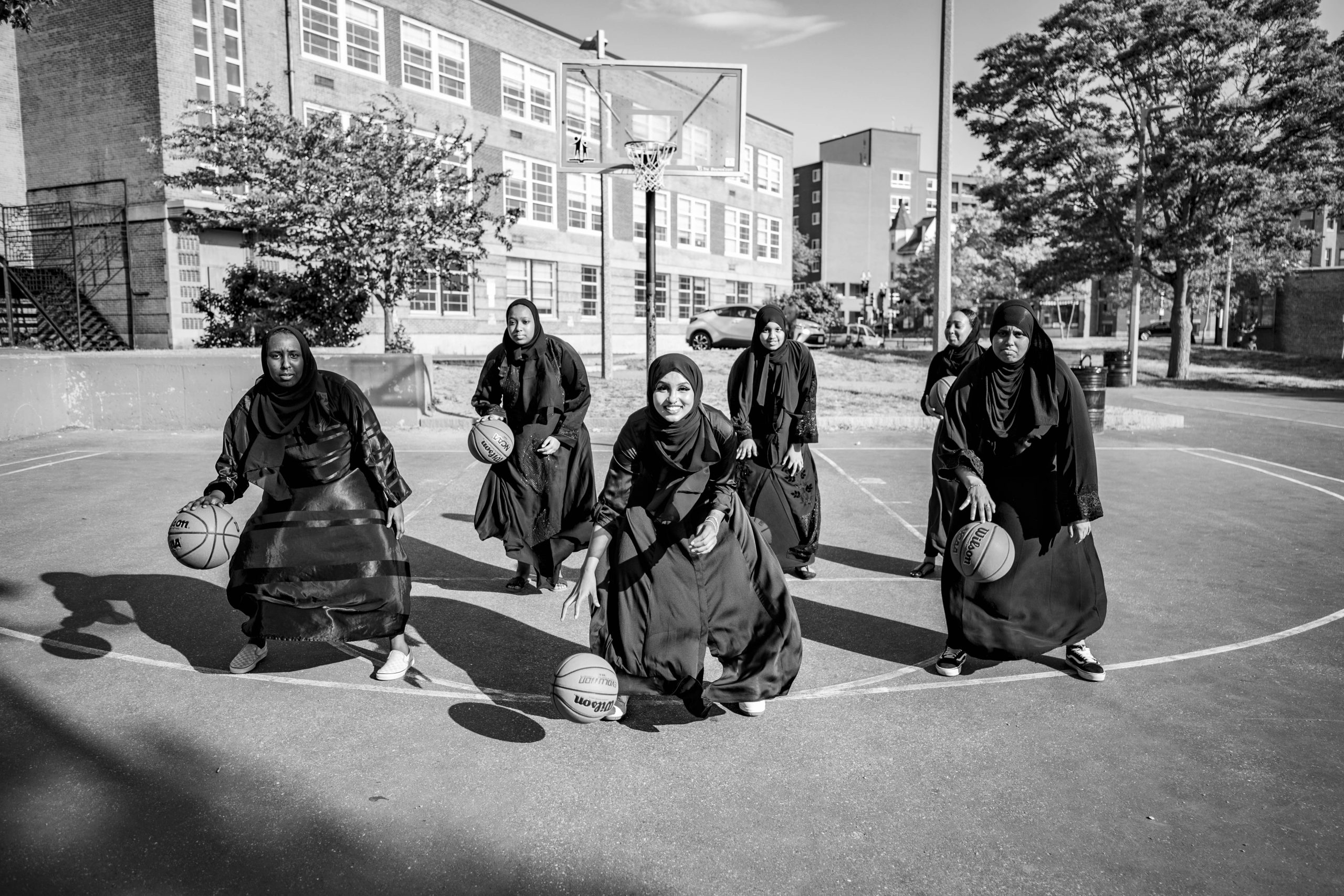 muslim women playing basketball with Jamad Fiin