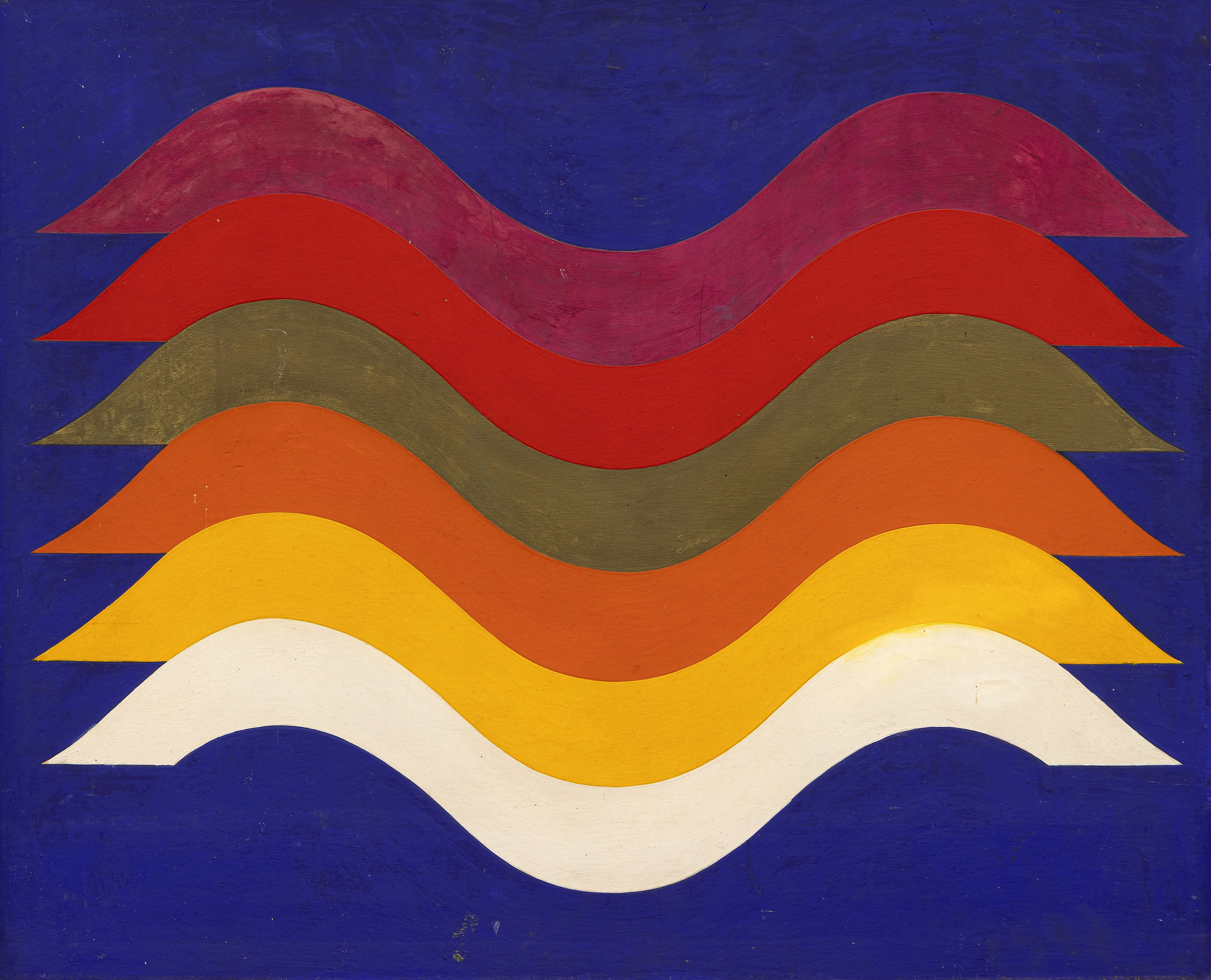 Mohamed Melehi, Untitled, 1967, wave painting in red, orange and blue