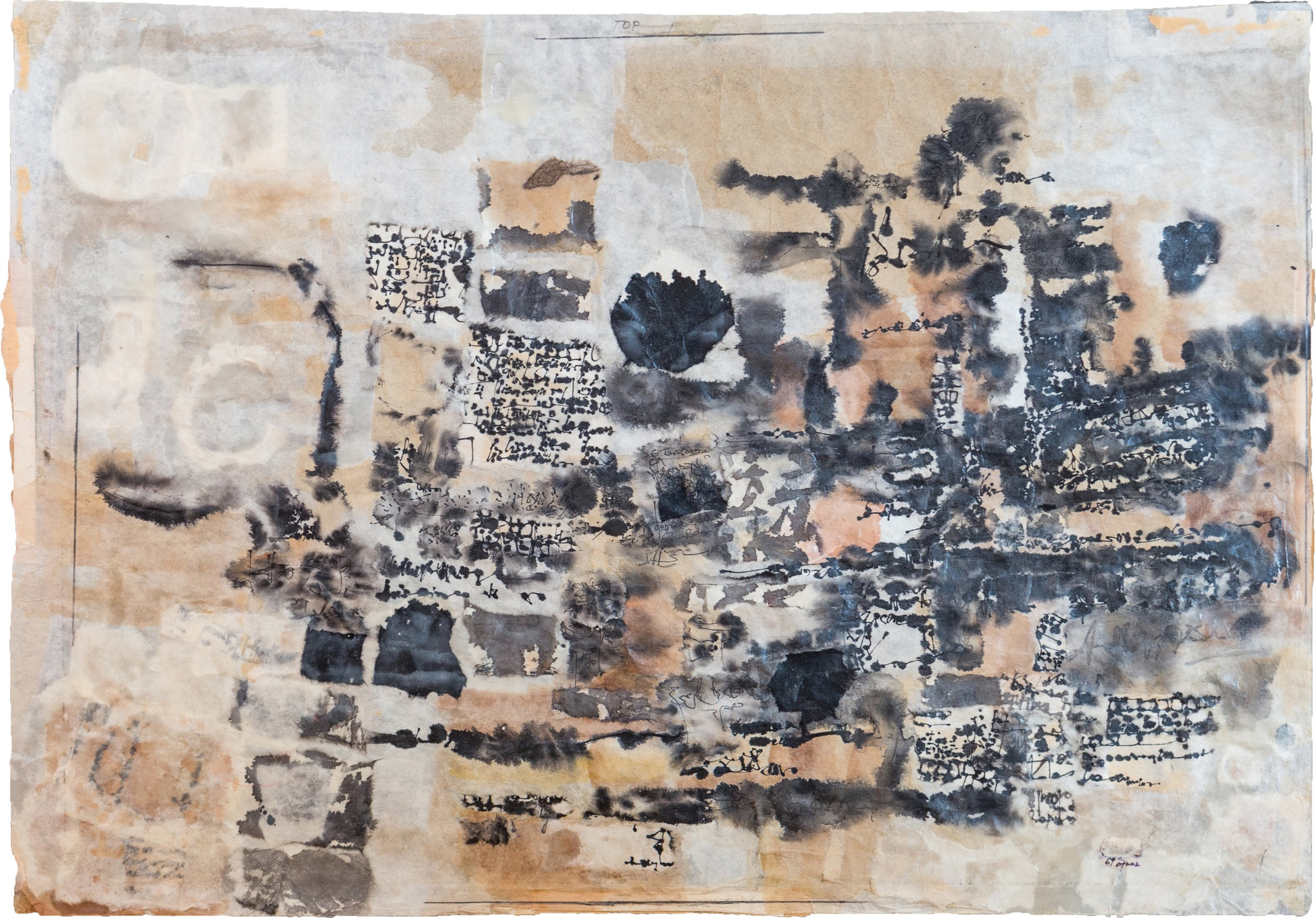 Maliheh Afnan, Untitled, 1969, collage on rice paper